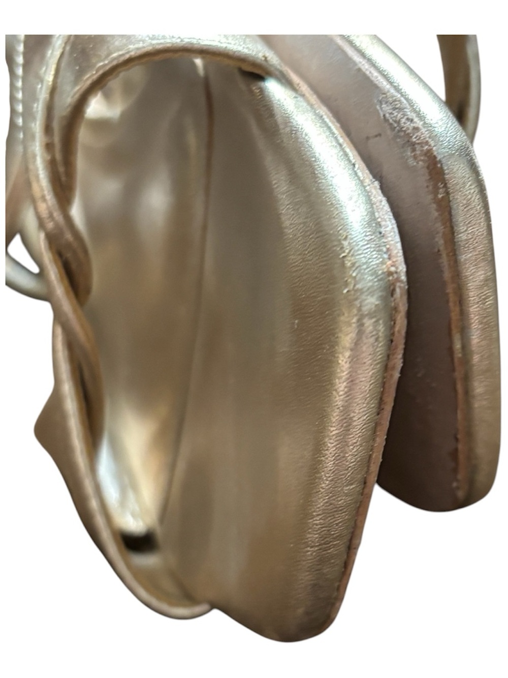 Reformation Metallic Gold Knot Front Ankle-Tie Sandals - Picture 6 of 9